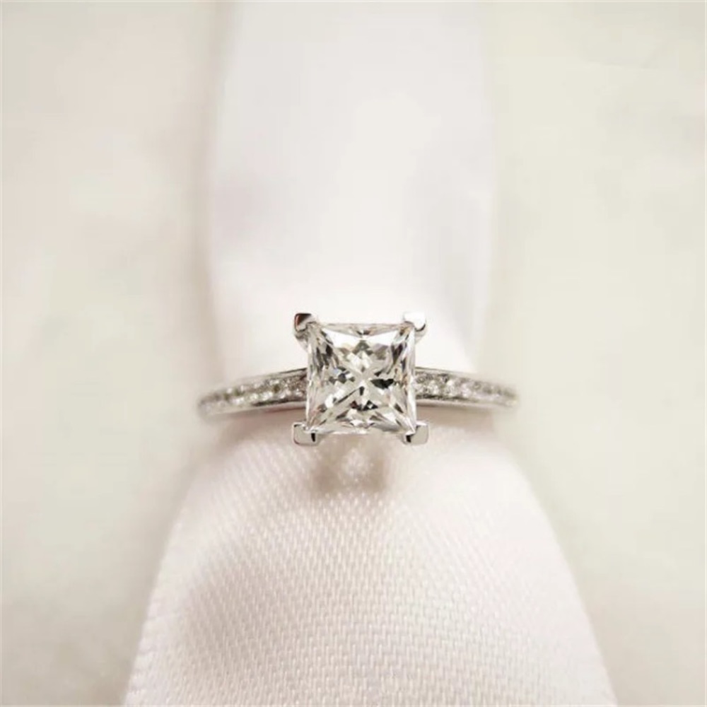 NWT S925 Sterling Silver Princess Cut Ring - Picture 4 of 6